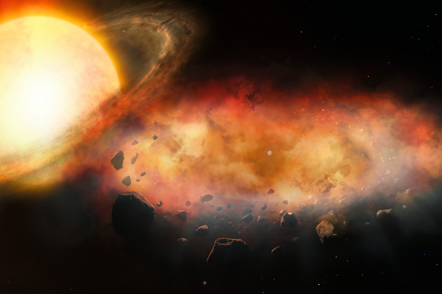 Vzdálená hvězda na devět měsíců pohasla: Astronomové u ní nyní odhalili obří mračno kovových par