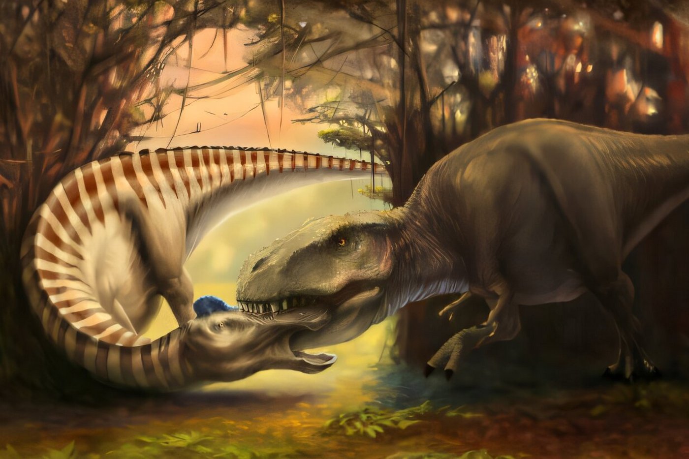 Tváří v tvář tyranosaurovi: Nález z Montany rekonstruuje pravěký dinosauří souboj