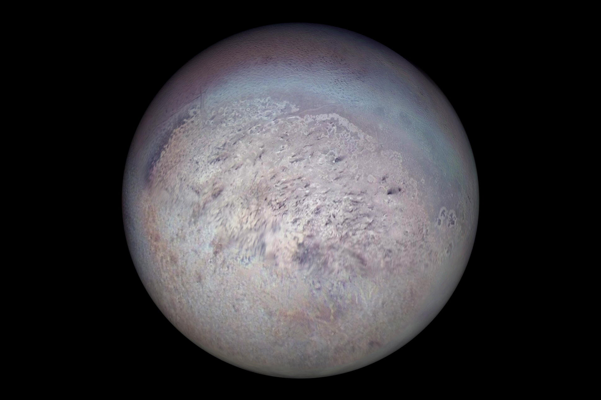 Neptunův měsíc Triton pokrývá těkavý led, tvořený oxidem uhelnatým a dusíkem | 100+1 zahraniční zajímavost