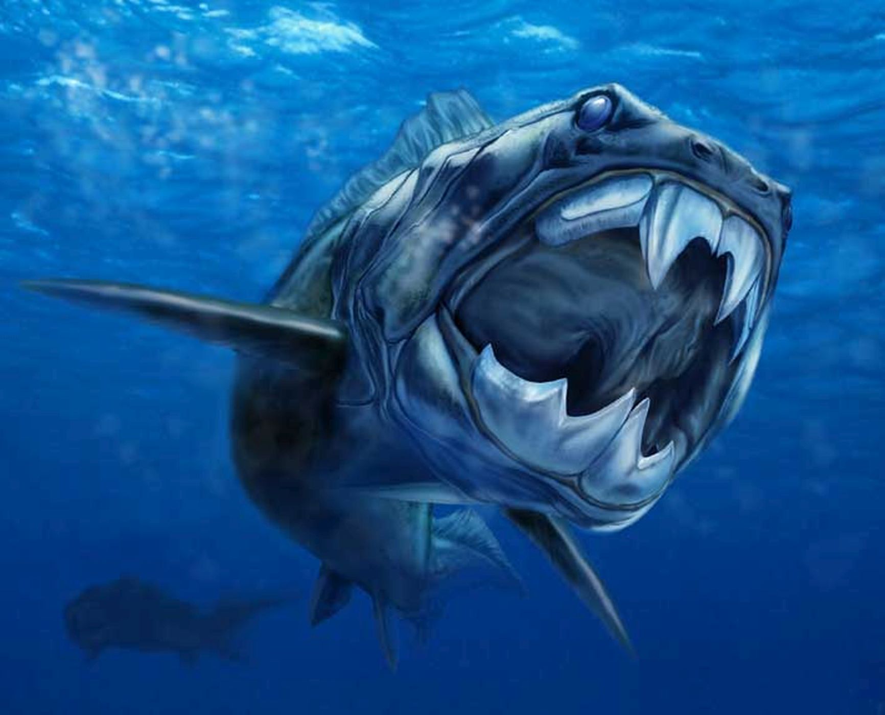 <p>Pancířnatec <em>Dunkleosteus terrelli</em> dosahoval délky až 10 metrů.</p>