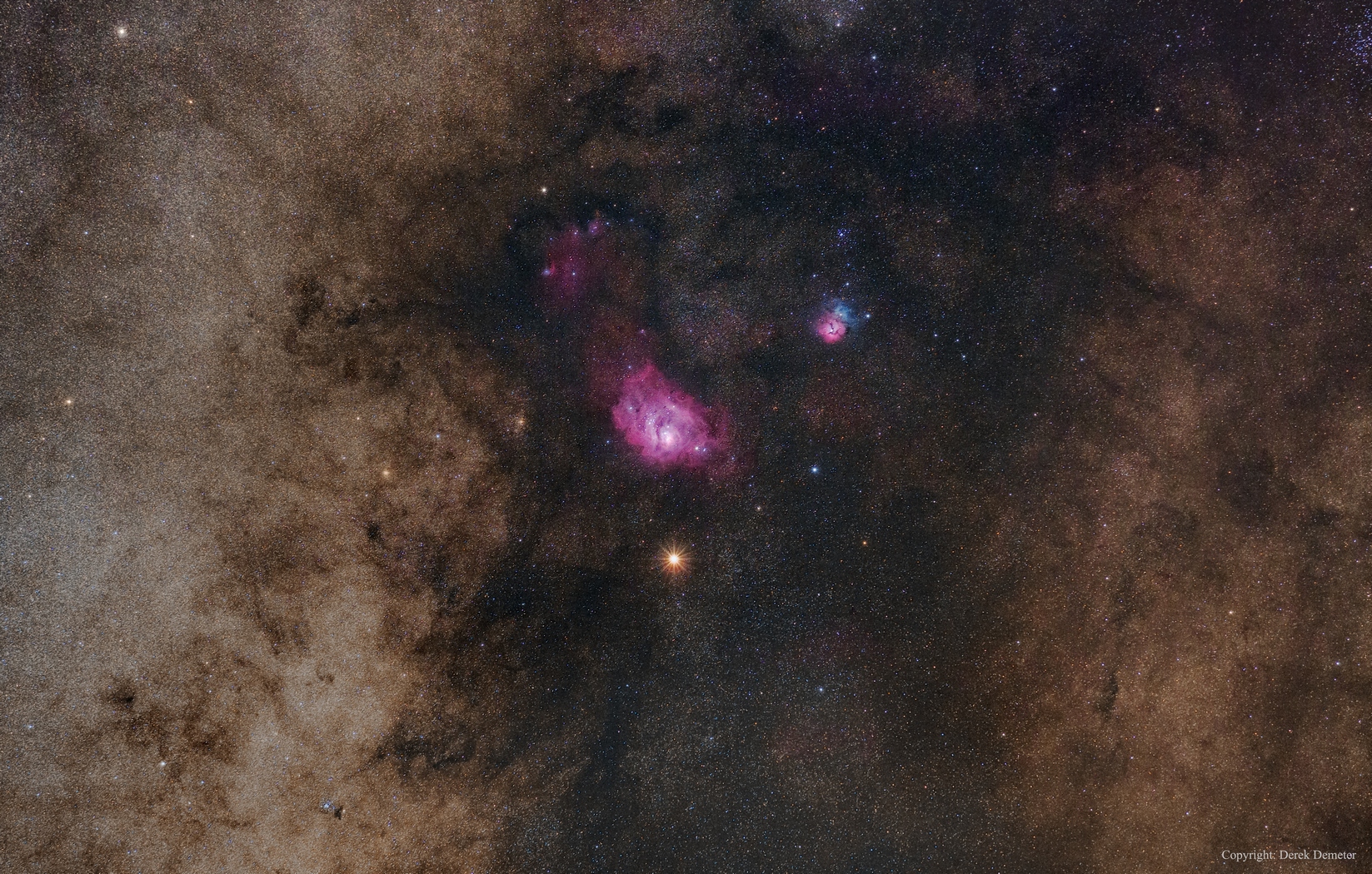 Mlhoviny Laguna, Trifid a zářící Mars - 