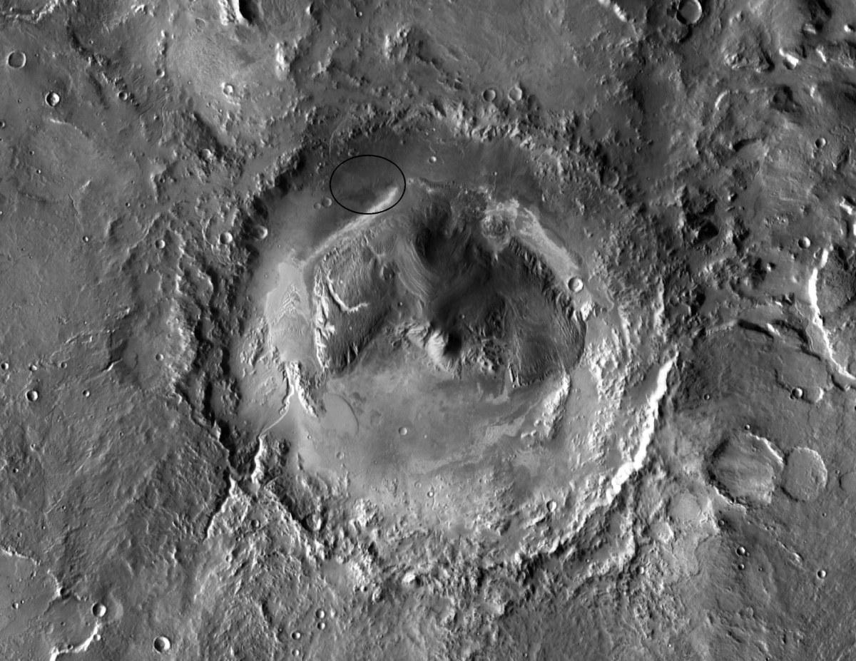 <p>Kráter Gale na Marsu. Podle vědců byl dávný Mars velmi podobný Zemi v období pleistocénu, kdy se střídaly doby ledové a meziledové.</p>