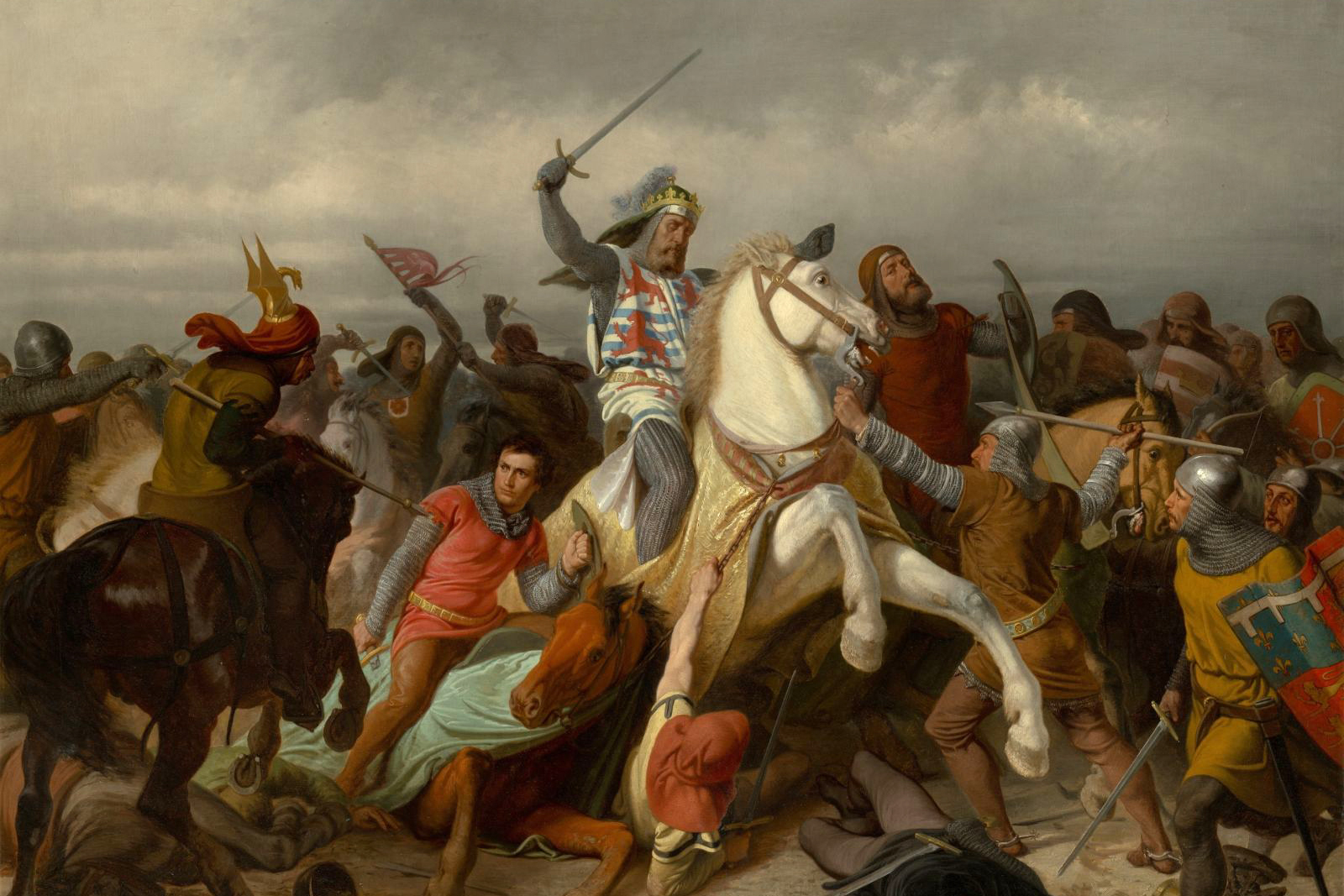 <p>Jan Lucemburský v bitvě u Kreščaku v roce 1346.</p>