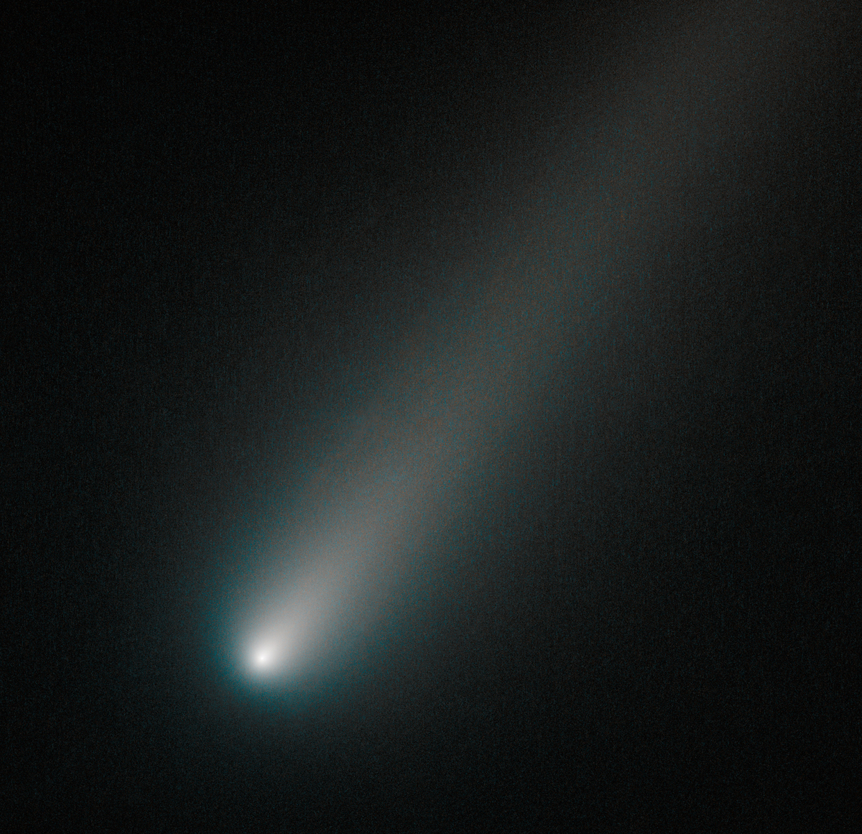 <h3>Kometa C/2012 S1 </h3><p>Astronomové netrpělivě čekali, jak dopadne situace s blížící se kometou <strong>C/2012 S1 (ISON)</strong>: Kromě pozemních dalekohledů ji sledoval i Hubble. Nové fotografie pak napověděly, že je křehké ledové jádro vlasatice kompaktní – navzdory některým prognózám, že se může rozpadnout, jakmile jej začne zahřívat Slunce. <strong>Kometa se k naší hvězdě nejvíc přiblížila 28. listopadu 2013, kdy prolétla ve vzdálenosti 1,165 milionu kilometrů nad jejím povrchem</strong>. Na přiloženém snímku z 9. října téhož roku není kometární jádro vidět, protože je příliš malé. K Zemi se pak C/2012 S1 dostala až na vzdálenost 64 milionů kilometrů, a to 26. prosince 2013.</p>