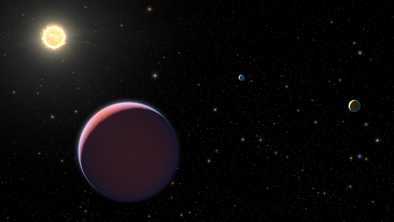 <p>Vizualizace systému hvězdy Kepler 51.</p>
