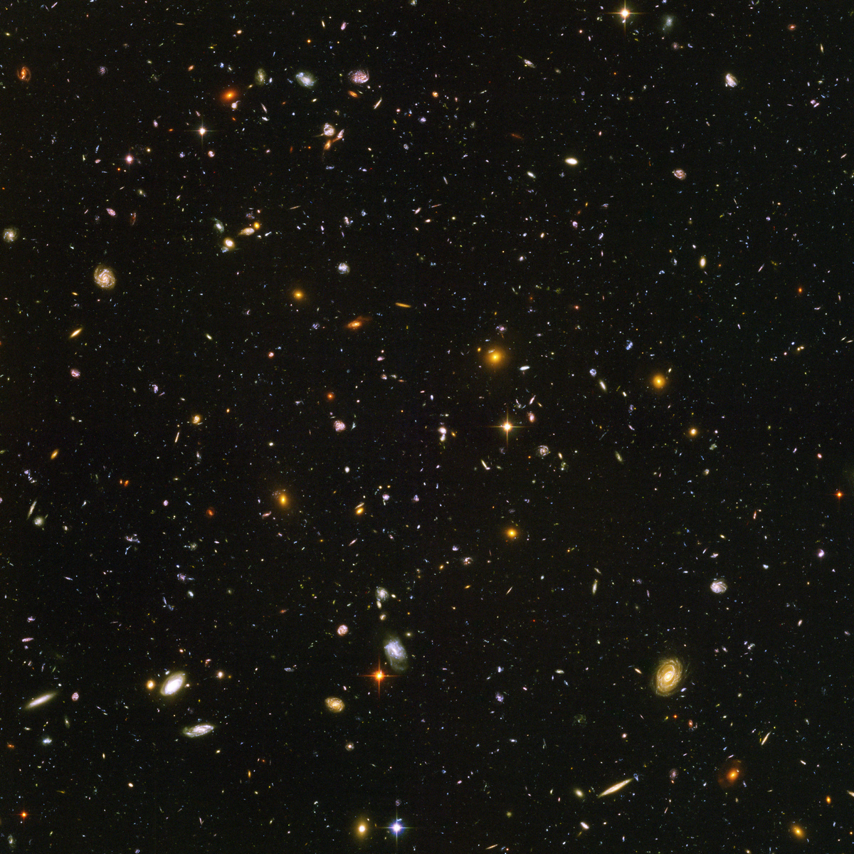 <p><strong>Hubbleovo hluboké pole </strong>neboli<strong> Hubble Deep Field (HDF)</strong> patří k nejvěhlasnějším snímkům, jaké kdy pomocí zmíněného teleskopu vznikly. Pozoruhodná fotografie nepatrné části oblohy odhalila tisíce do té doby neznámých galaxií a dalších objektů. Onen den změnil naše chápání kosmu. <strong>Hubbleova hluboká pole od té doby přinášejí vědcům jedinečné informace o mladém vesmíru, jež můžeme přímo konfrontovat se současnými kosmologickými modely.</strong>Obraz, složený z více než 800 expozic (o celkové délce více než 11 dnů), zahrnuje téměř 10 tisíc galaxií. Ty nejmenší vznikly v době, kdy byl vesmír starý přibližně 800 milionů let, ty největší jsou až o 13 miliard let mladší.</p>