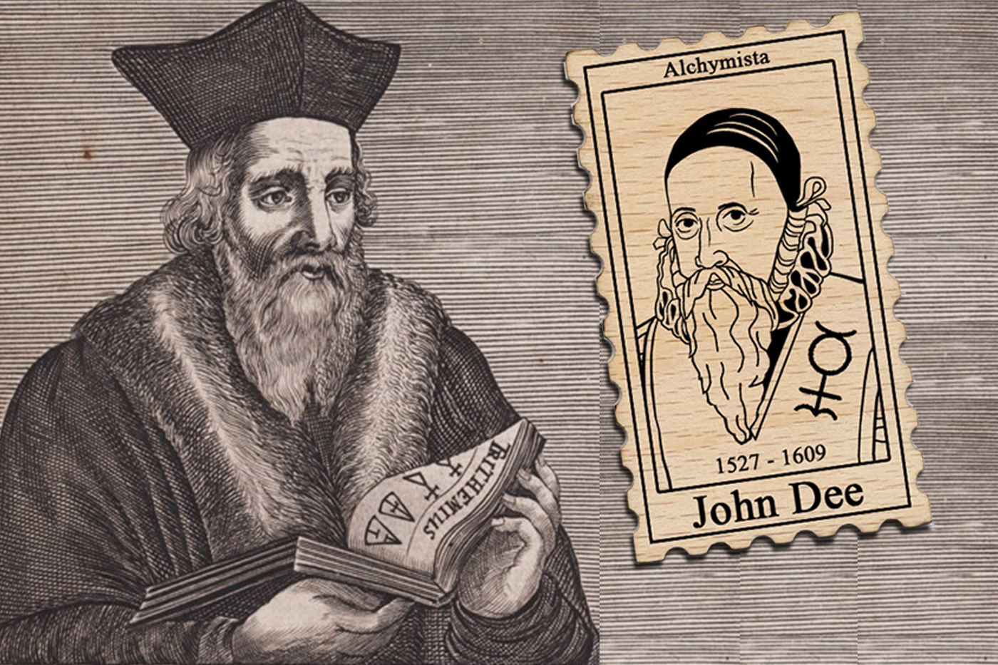 <p>Pro velšského okultistu, alchymistu a astrologa Johna Dee pracoval Edward Kelley jakožto médium při jeho komunikaci s anděly. </p>