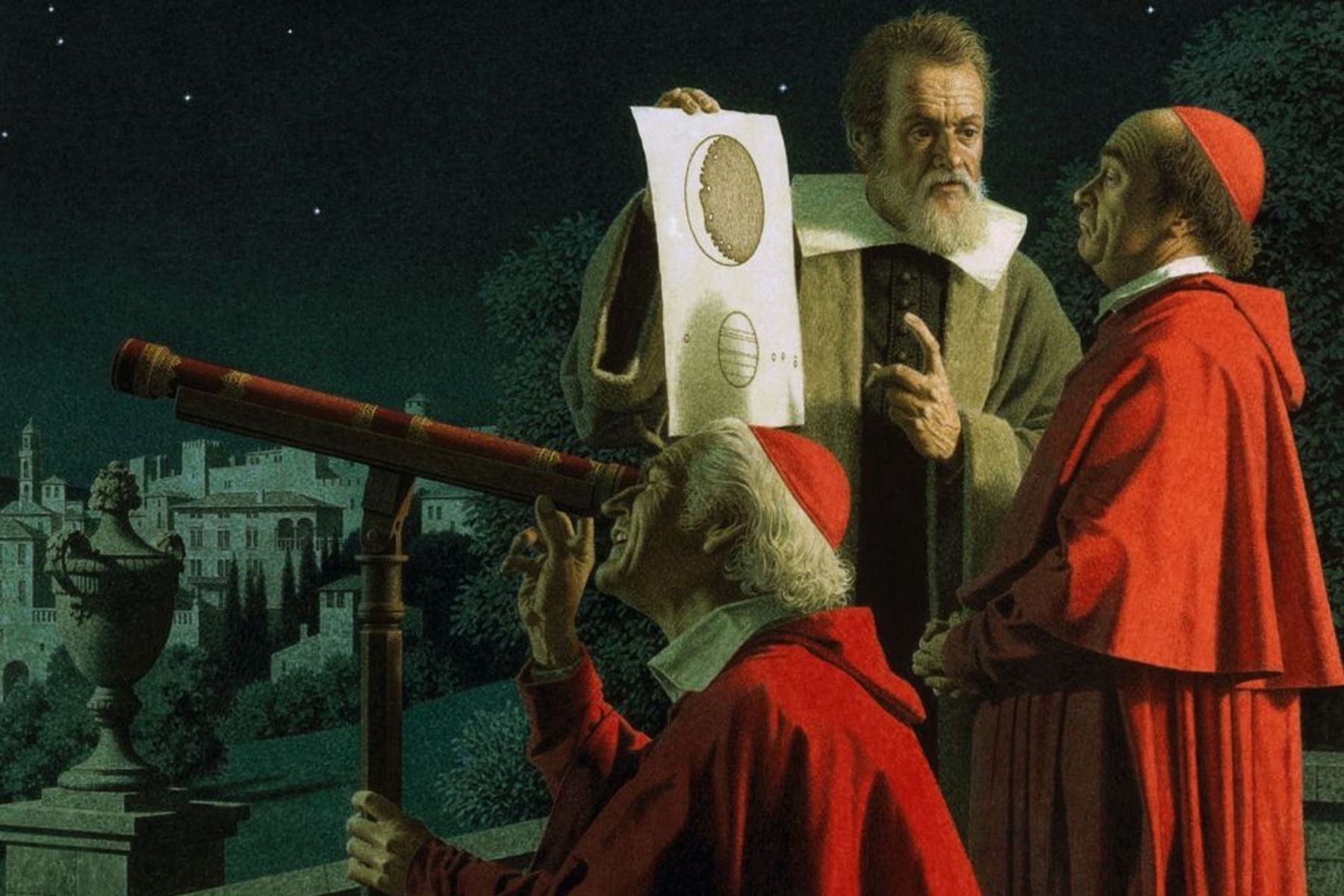 <p>Jako jeden z prvních namířil daleko­hled ke hvězdám Galileo Galilei.</p>