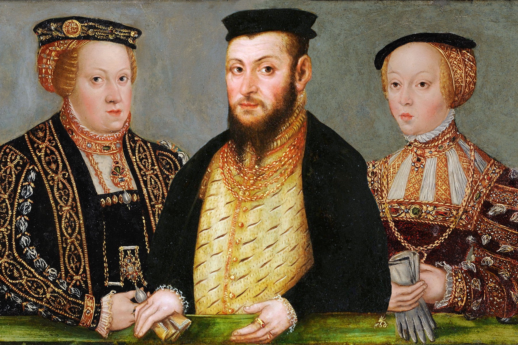 <p><strong>Kateřina Habsburská</strong> (vlevo), <strong>Zikmund II. August</strong> a <strong>Alžběta Habsburská</strong>. <em>(foto: Wikimedia Commons, CC0)</em></p>