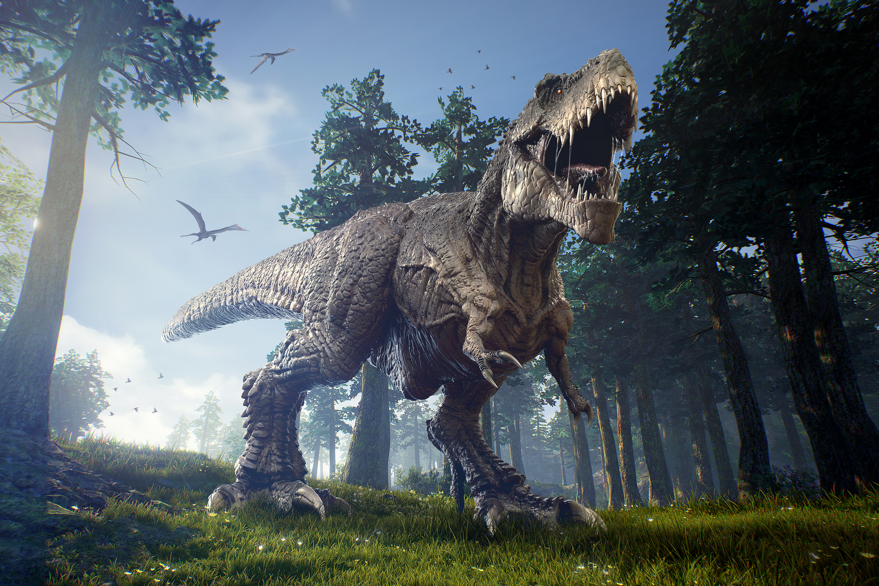 <p><em>Tyrannosaurus rex</em> žil před 68 až 66 miliony let. Podle odhadů odborníků byl tento druh s drtivým stiskem čelistí jedním z největších suchozemských predátorů všech dob.<em> (ilustrace: Shutterstock)</em></p>