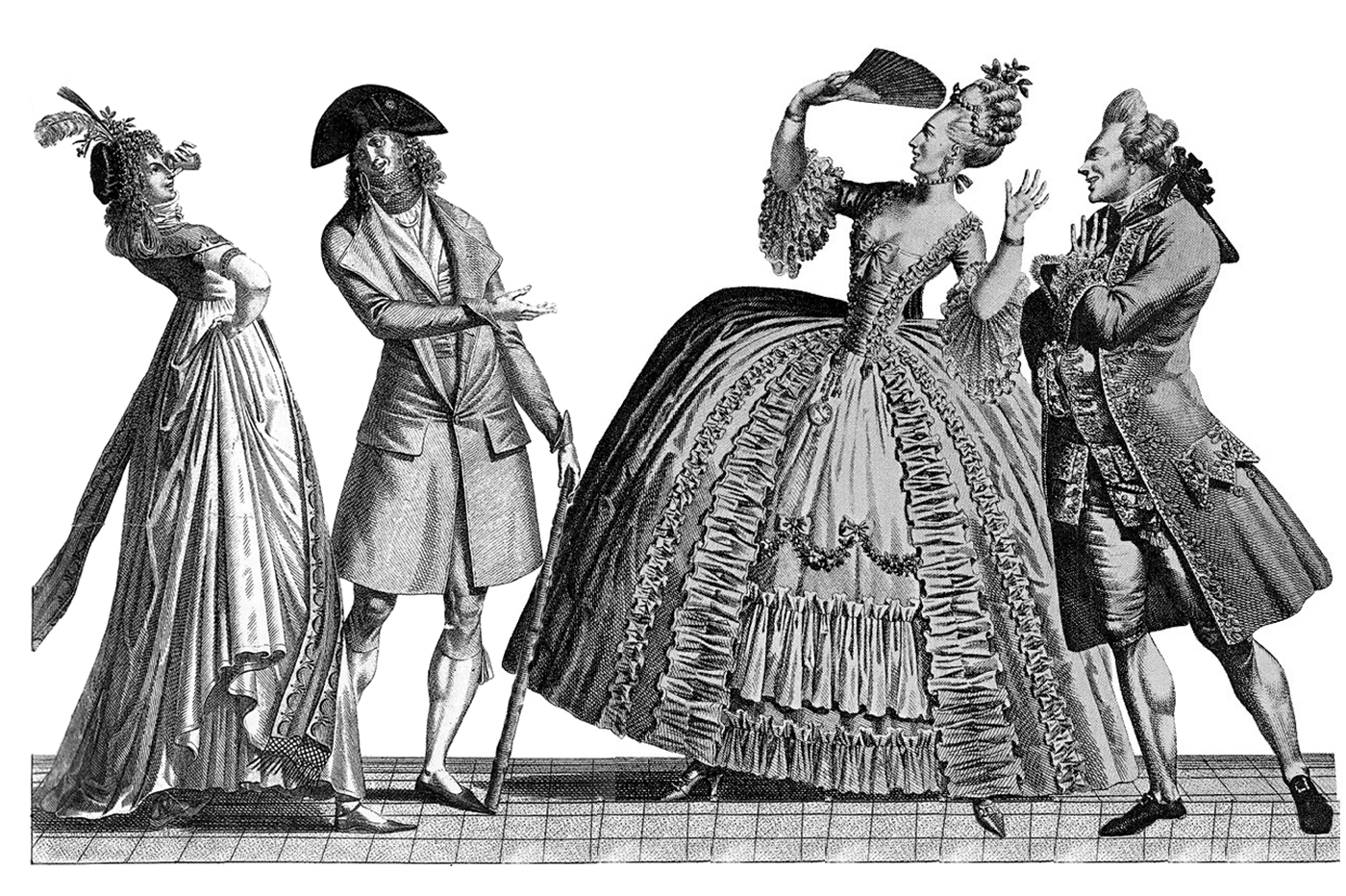 <p>Proměna francouzské módy, ke které došlo během pouhých 15 let (1778 až 1793). <em>(ilustrace: Wikimedia Commons, CC0)</em></p>