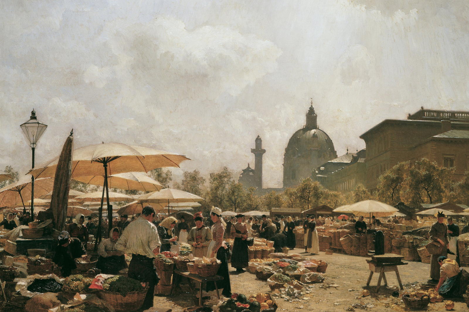 <p>Jen kousek od Café Museum je slavný <strong>Naschmarkt</strong> – právě tady se každou sobotu dopoledne koná velký bleší trh. <em>(ilustrace: Wikimedia Commons, Carl Moll, CC0)</em></p>