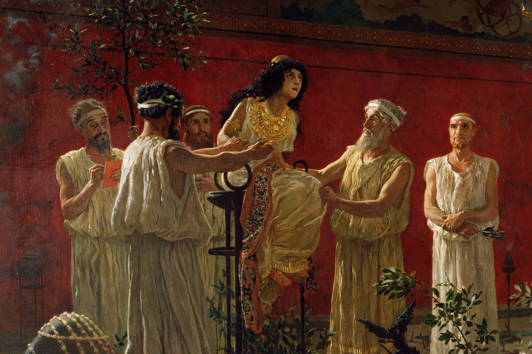 <p>Pýthie vydává věštby, obraz Camillo Miola, 1880. Tyto věštkyně sloužily v Apollonově chrámu v Delfách. <em>(ilustrace: Wikimedia Commons, J. Paul Getty Museum, CC0)</em></p>