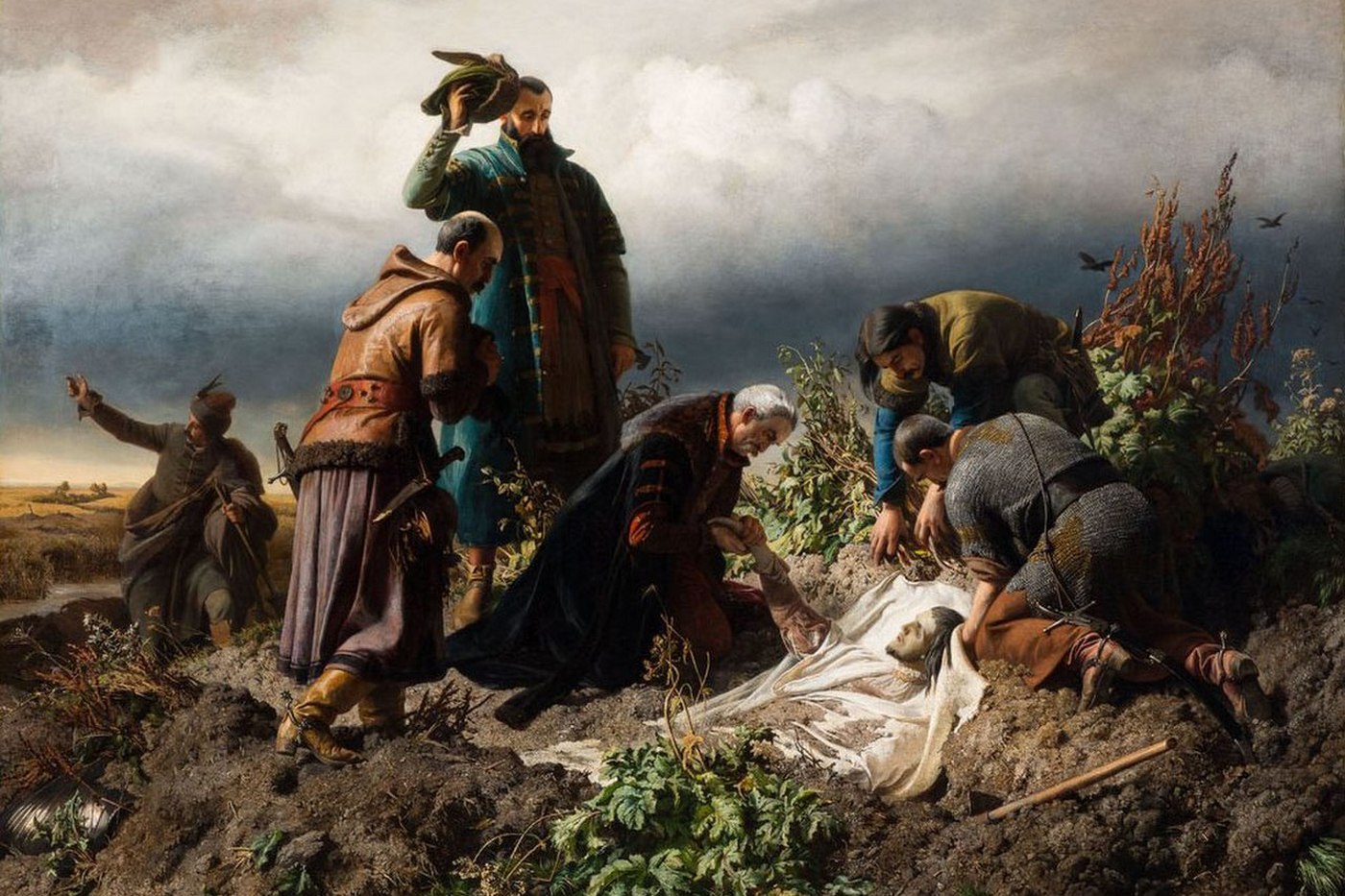 <p>Nalezení těla krále Ludvíka, obraz maďarského malíře Bertalana Székelyho (1860). <em>(zdroj: Wikimedia Commons, Hungarian National Gallery, CC0)</em></p>