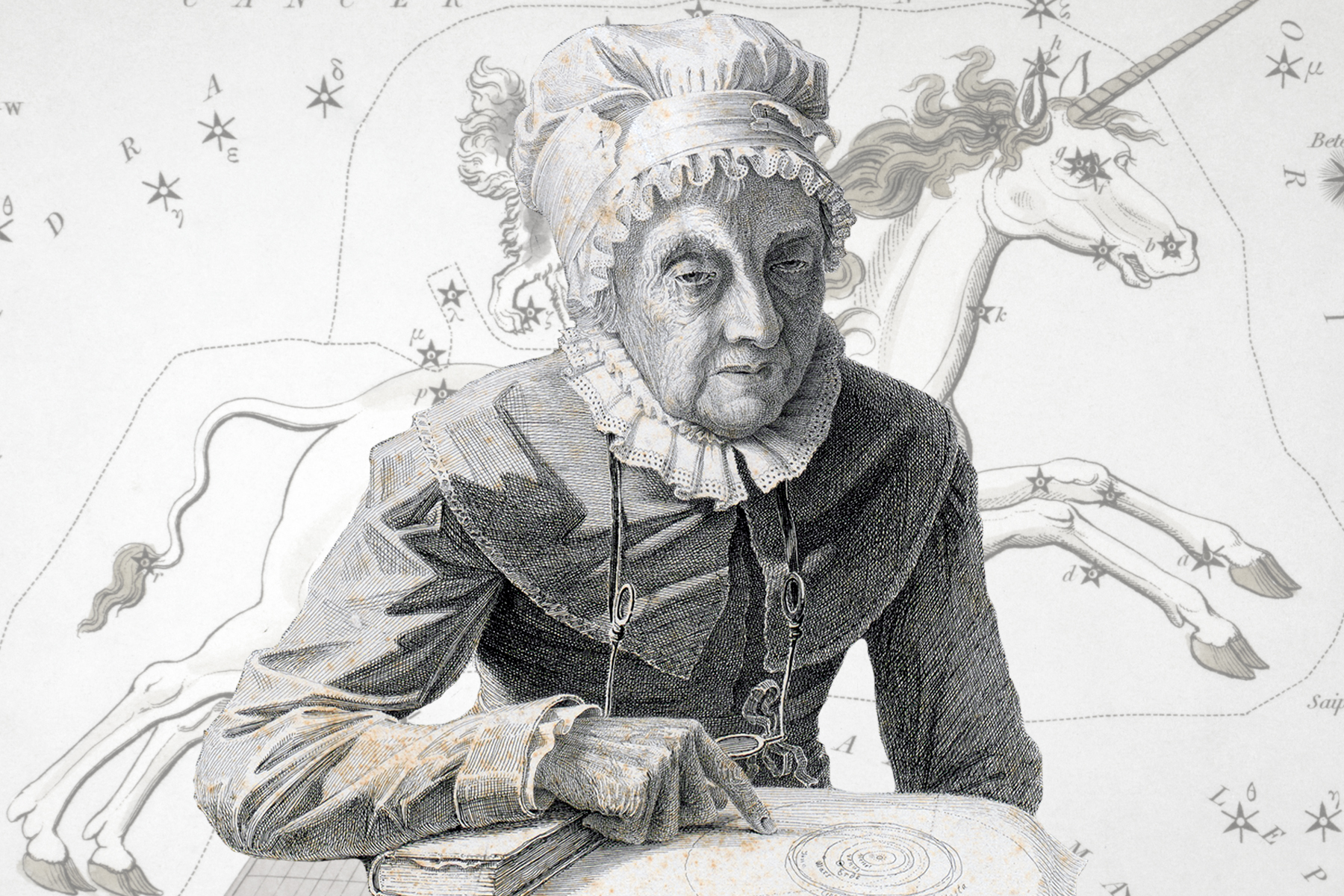 <p>Cesta <strong>Caroline Herschelové</strong> k astronomii byla spletitá, ostatně stejně jako v případě jejího staršího bratra Williama. <em>(ilustrace: Wikimedia Commons, ETH-Bibliothek, CC0)</em></p>
