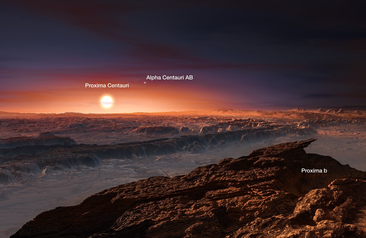Představa planety obíhající Proximu Centauri - 