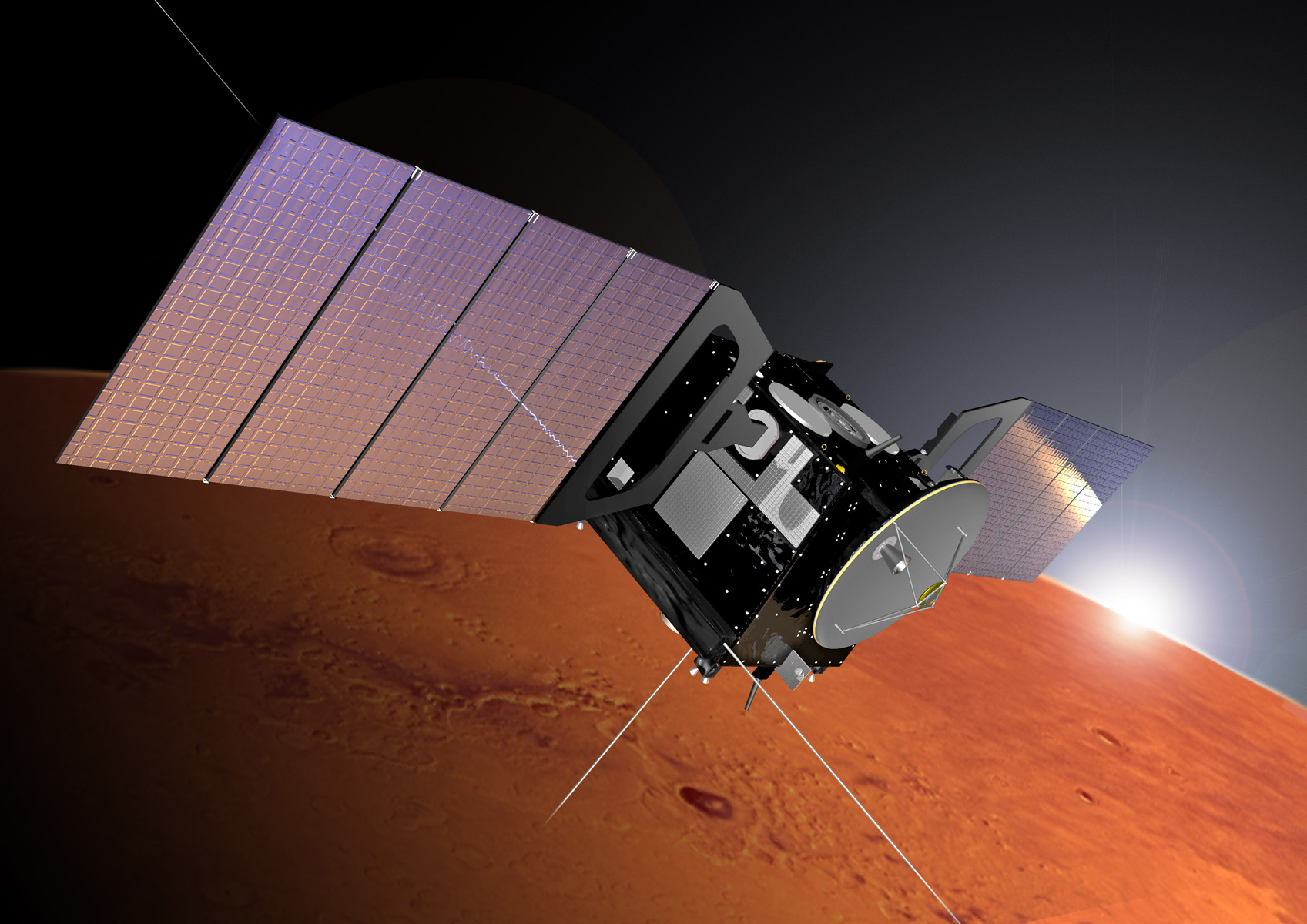 Mars Express -<p>Sonda evropské agentury Mars Express pracuje na oběžné dráze rudé planety už přes dvanáct let</p>