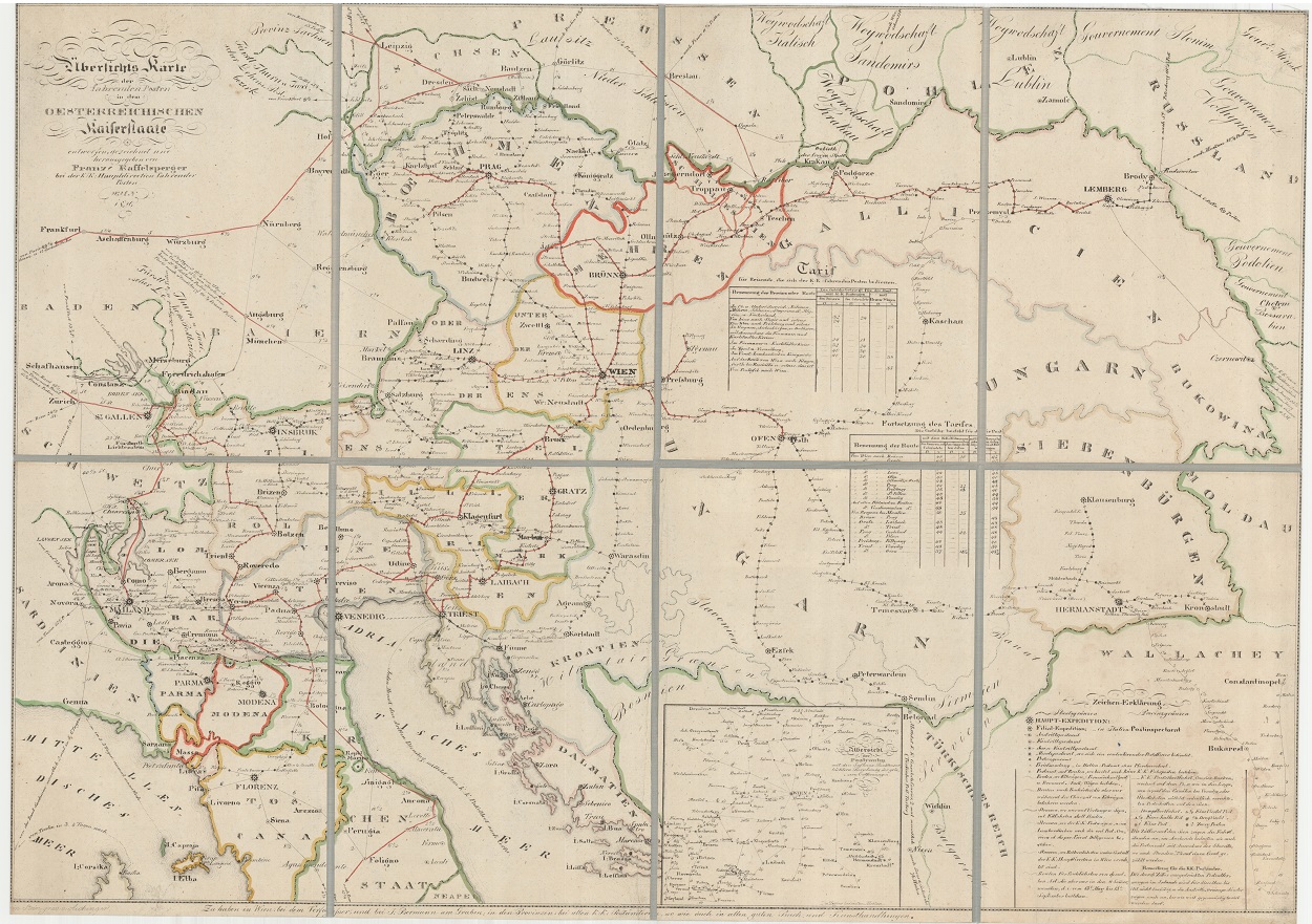 Poštovní mapa -<p>Mapa byla vytvořena metodou litografie neboli kamenotisku, kterou koncem 18. století vynalezl pražský rodák Alois Senefelder</p>