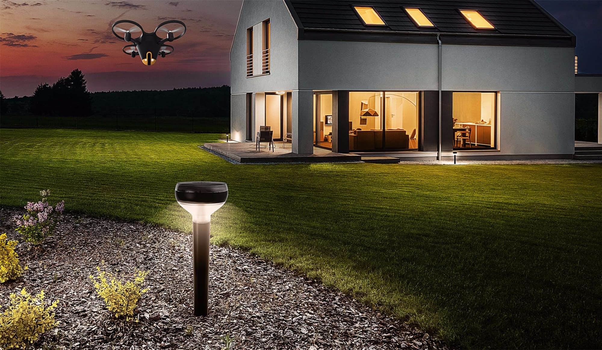Sunflower Home Awareness System -<p>Nový bezpečnostní systém zahrnuje létající kameru a chytrá světla</p>